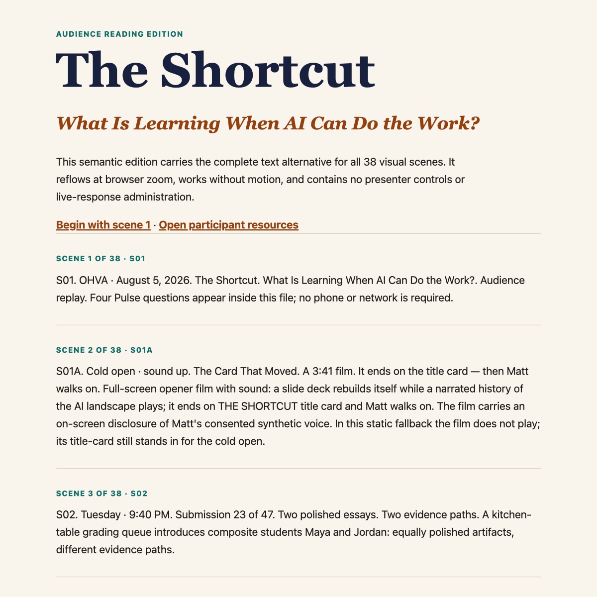 Preview of The Shortcut accessible scene transcript.
