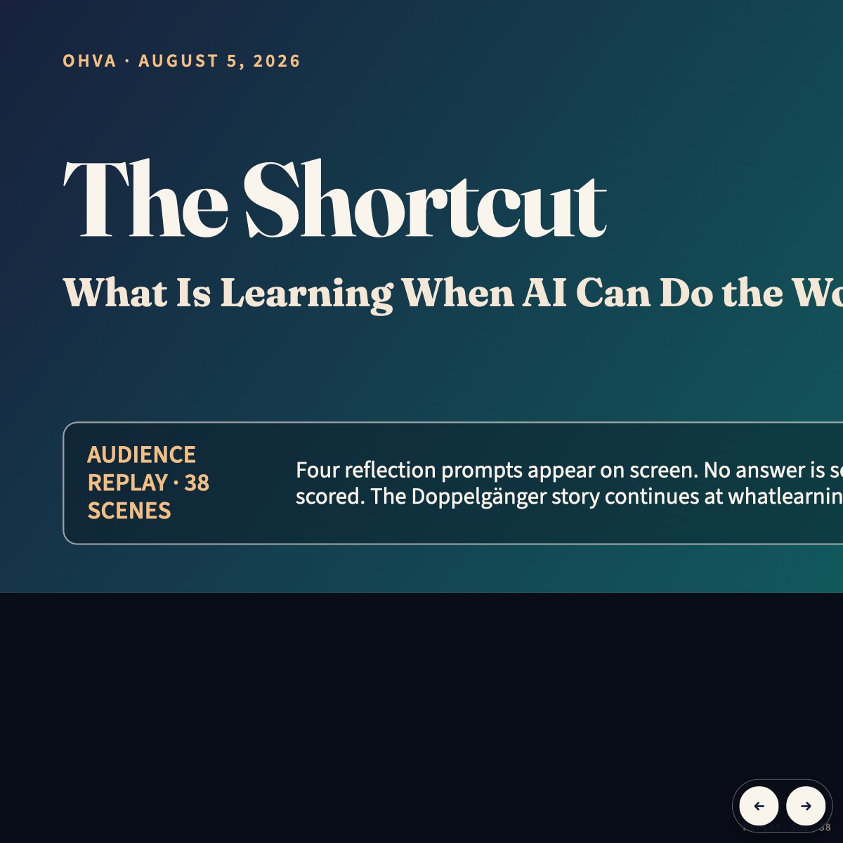 Preview of The Shortcut audience presentation viewer.