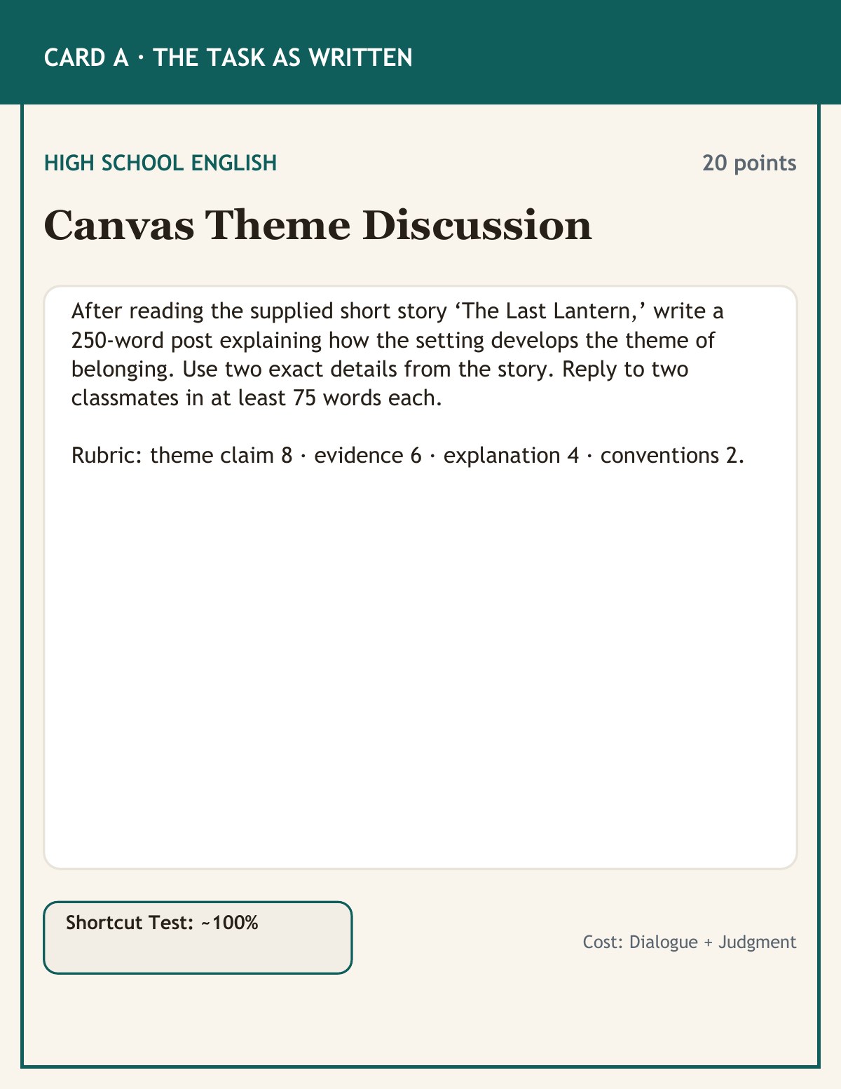 First-page preview of the Shortcut Lab sample cards.